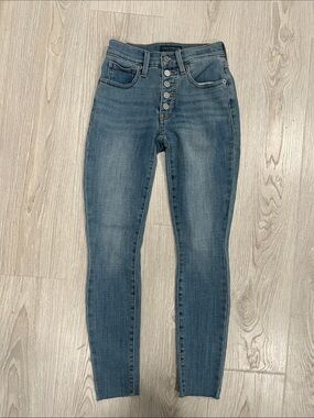 Lucky Brand Medium Blue High-Rise Skinny Jeans with Button-Fly